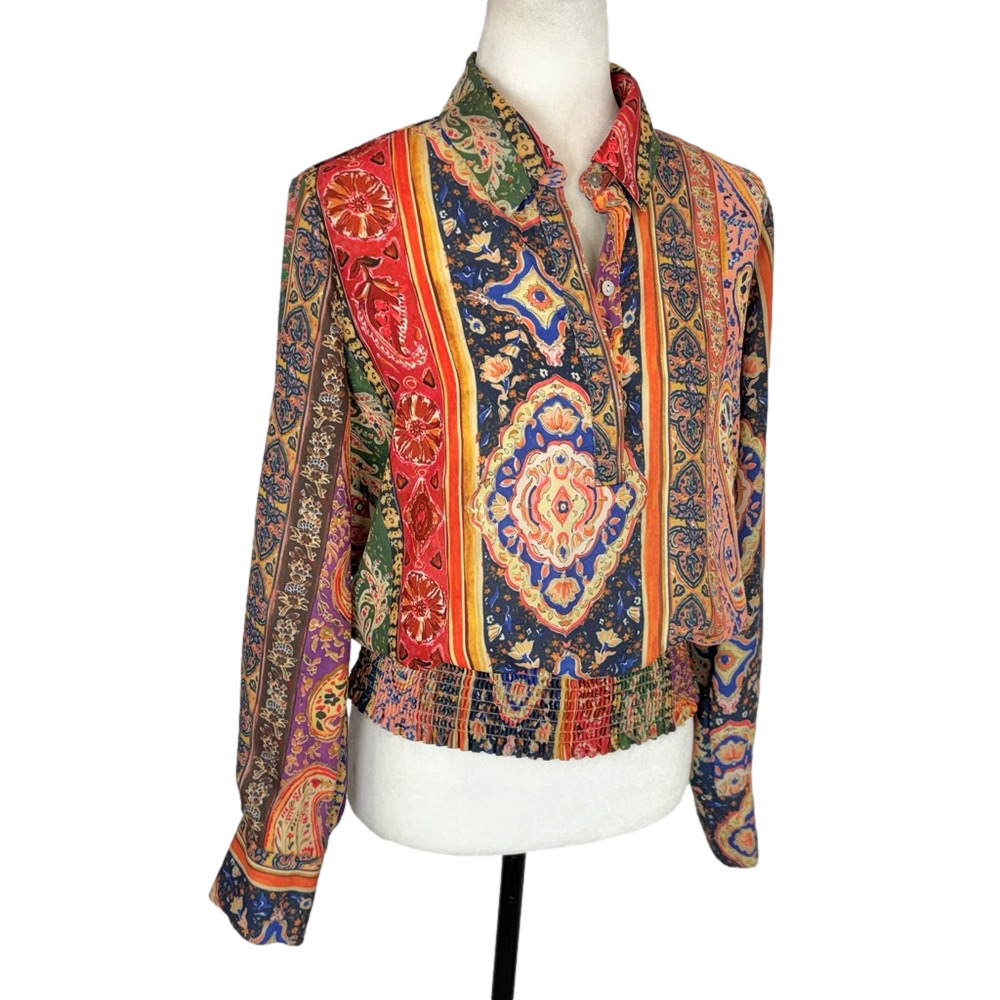 Melanie Lyne multicolour smocked blouse - Picture 2 of 7
